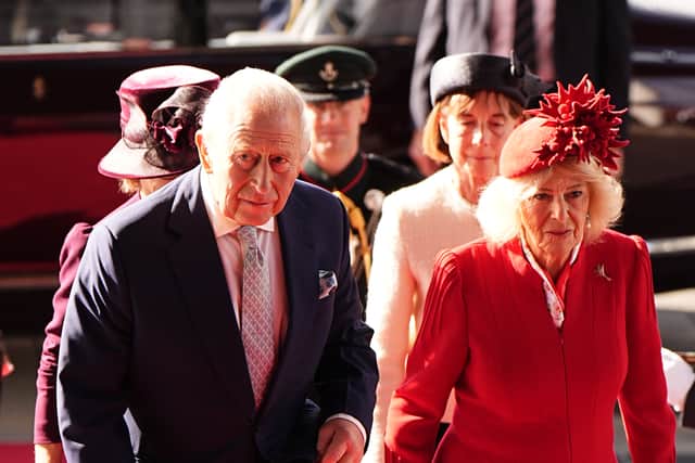 The King and Queen arrive at the Senedd (Aaron Chown/PA)