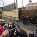 The scene outside Newry Crown Court
