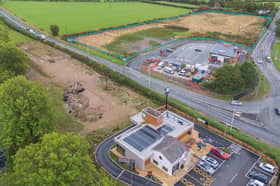 The roadside commercial land at Rhallt View, Buttington Cross, Welshpool at the top of the picture