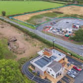 The roadside commercial land at Rhallt View, Buttington Cross, Welshpool at the top of the picture