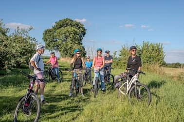 Jo Hilditch guiding visitors on a farm-based e-bike experiences to boost Herefordshire’s visitor economy.