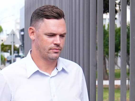Joshua Foster arriving at Paphos District Court