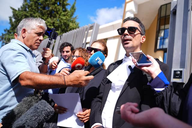 Lawyer Alexandros Alexandrou speaking to journalists (James Manning/PA)