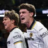 Fer Lopez (left) celebrates with Sean Neave after scoring for Wolves against Burnley 