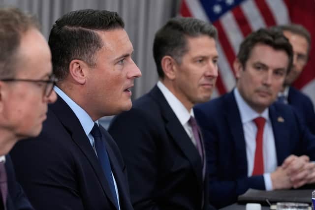Defence Secretary Wes Streeting (second from left) warned in Washington that if Moscow’s aggression was rewarded ‘the consequences will not remain confined to Ukraine or to my continent’ (Manuel Balce Ceneta/AP)