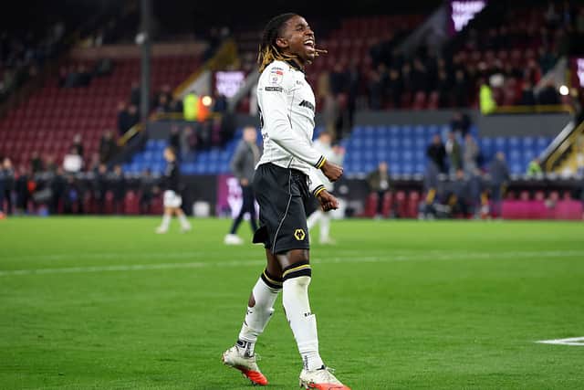 Tawanda Chirewa celebrates after helping Wolves beat Burnley on Friday night