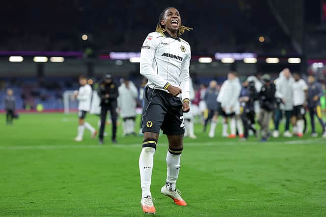 Tawanda Chirewa celebrates after helping Wolves beat Burnley on Friday night