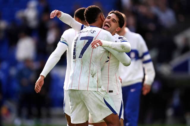 Chelsea’s Morgan Rogers and Neto celebrate (Mike Egerton/PA)