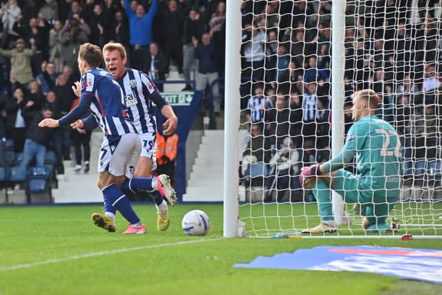 Felix Horn Myhre wheels away after his dramatic 89th-minute winner against Blackburn on Saturday.