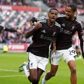 Liverpool’s Alexander Isak celebrates scoring