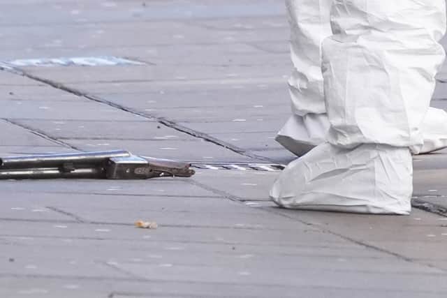 A firearm at the scene on Angel Row (Joe Giddens/PA)