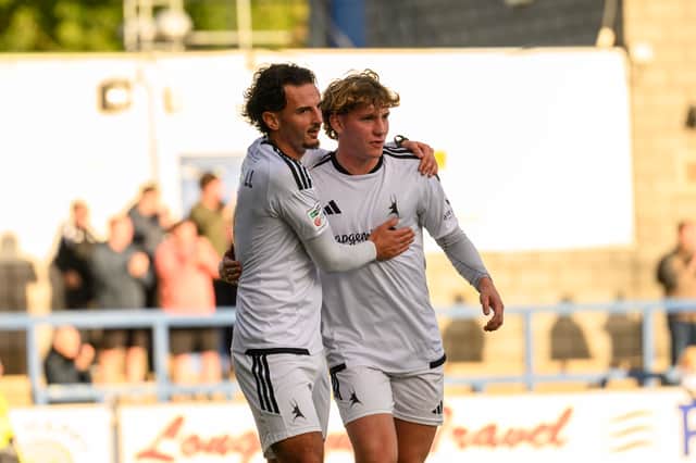 Kian Ryley, right, was the AFC Telford United match-winning hero