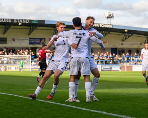 AFC Telford United's Charlie Williams fires the equaliser at home to Darlington.