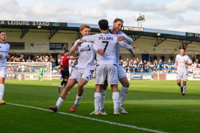 AFC Telford United's Charlie Williams fires the equaliser at home to Darlington.