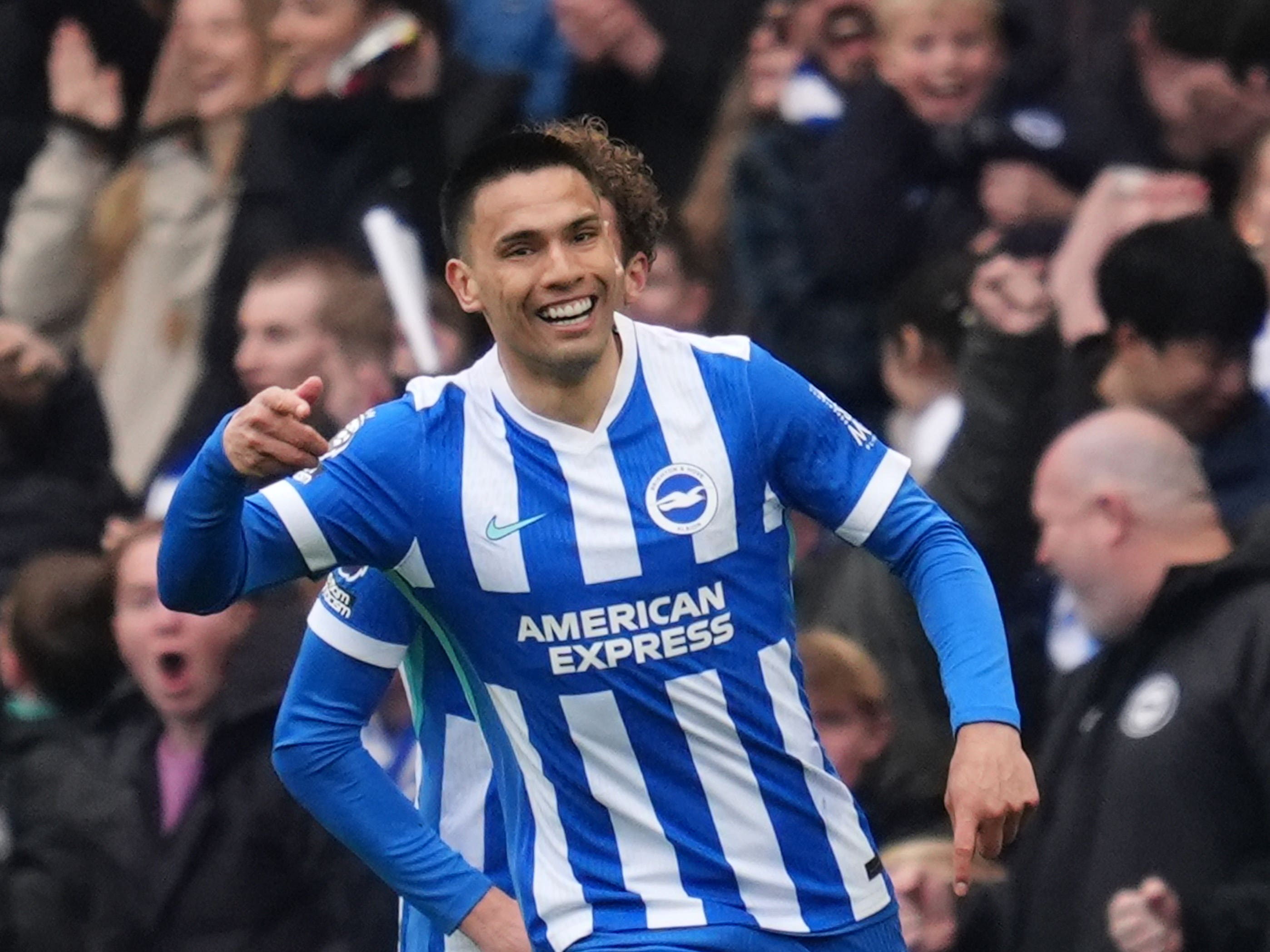 Brighton’s Diego Gomez celebrates scoring