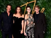 Rande Gerber, Cindy Crawford, Kaia Gerber and Presley Gerber at the Fashion Awards in 2018