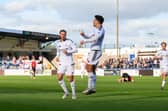 Charlie Williams celebrates after equalising for AFC Telford United Picture: Kieren Griffin