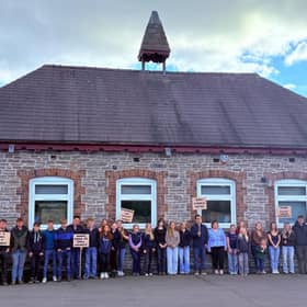 Gladestry young people show their support for their local at risk school.