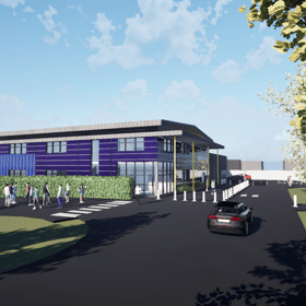 An architect’s drawing of new construction skills centre at Shrewsbury College