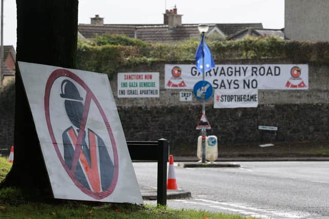 Posters at the Garvaghy Road in Portadown, Co Armagh (PA)