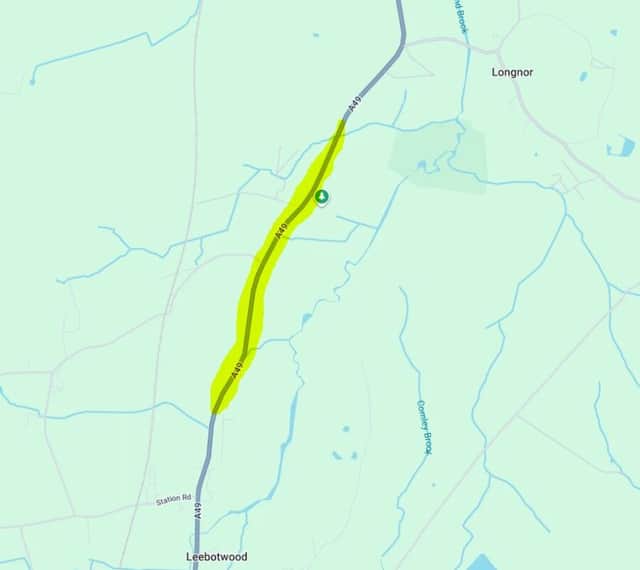 The highlighted stretch of road on the map is the area to be affected by the traffic lights