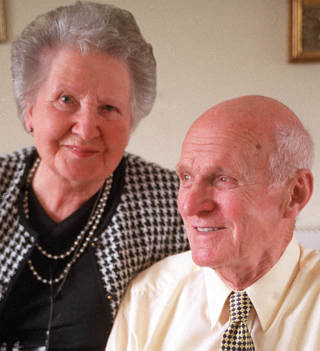 Tom Davies and wife Sheila in 2002, a few weeks before his 91st birthday