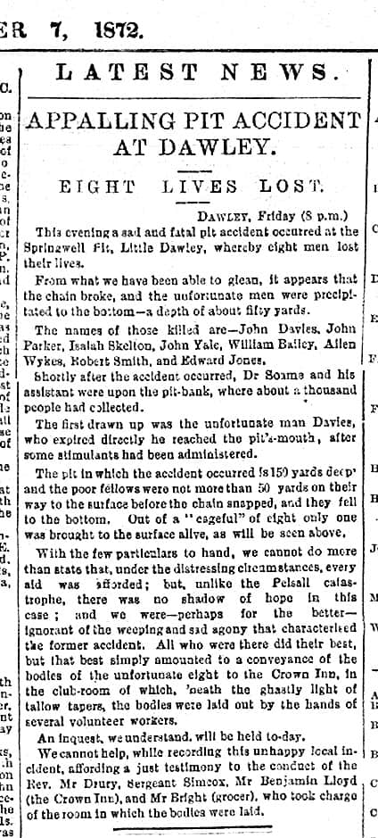 How the disaster was reported in a contemporary Wellington Journal