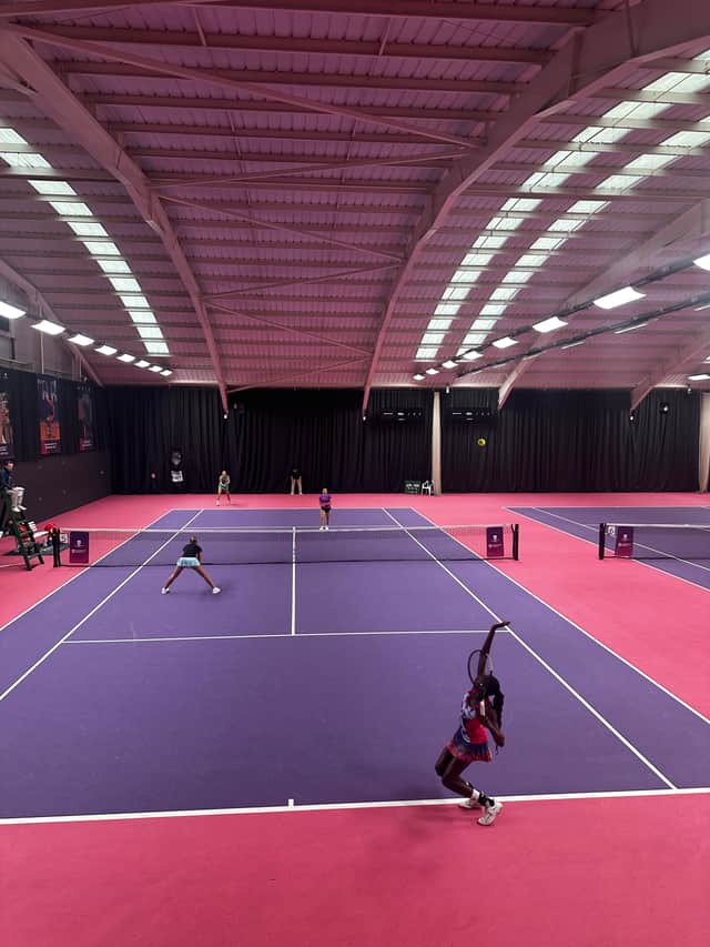 The Ellesmere College girls in action at the tournament