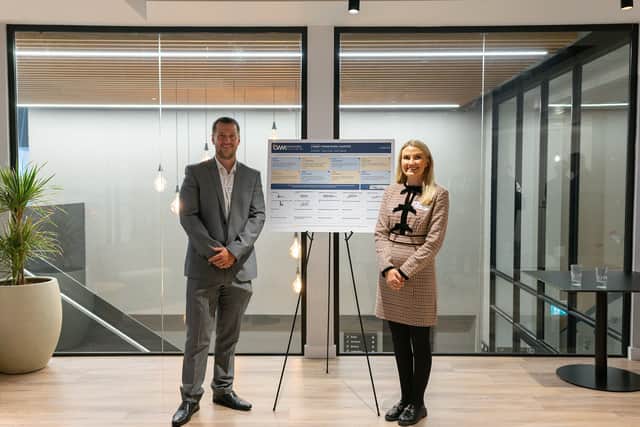 R1 Construction's commercial director Josh Coleman and pre-construction manager Abigail Bebb