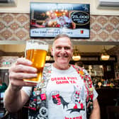 Peter Hill from West Bromwich has forked out around £336,0000 drinking on the world's longest pub crawl has celebrated reaching his 25,000th boozer.