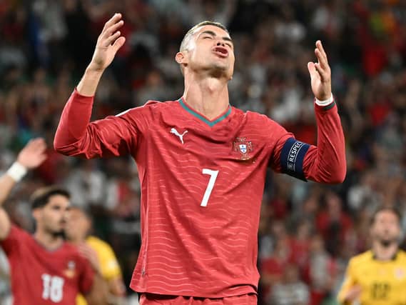 Cristiano Ronaldo looks frustrated during match against Wales