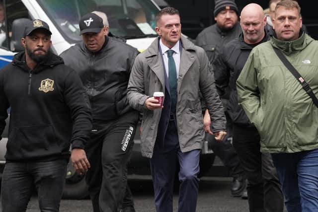 Tommy Robinson arrives at Southwark Crown Court (PA)