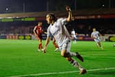 Shrewsbury's Josh Davison celebrates for 1-1 at Crawley