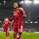 Liverpool’s Rio Ngumoha celebrates