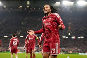 Liverpool’s Rio Ngumoha celebrates