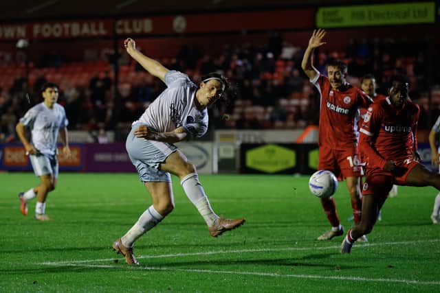 Shrewsbury striker Josh Davison bagged a brace at Crawley on Tuesday.