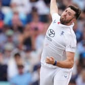 Jamie Overton bowling in a Test for England
