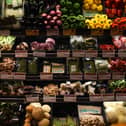 Fruit and vegetables for sale in a supermarket