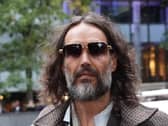 Russell Brand outside court