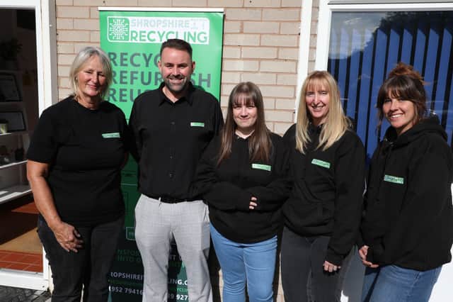 Aimee Gibson (centre) with the Shropshire IT Recycling team