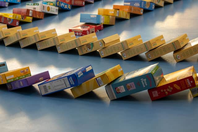 The cereal boxes