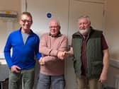 Kington Mayor Councillor Martin Woolford (middle) welcomes Councillor Martin Blackaller (left) and Councillor Leonard Timmins to the council. Councillor Patrick Conrad could not be present.