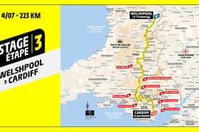 The full Tour de France stage three route in Wales. 