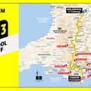 The full Tour de France stage three route in Wales. 