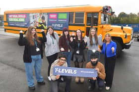 T-Level students at Sandwell College, with Lisa Capper, right