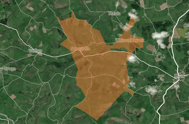 A map on the National Grid website suggested the issues were centred around the Newcastle and Whitcott Keysett area.