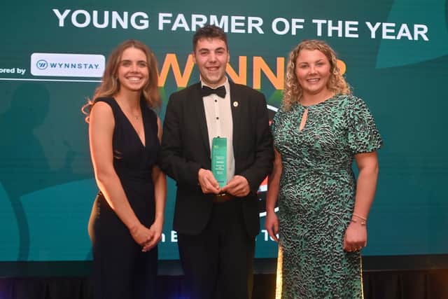 The Rural Awards at Shrewsbury Town FC.   Young Farmer of the Year: Josh Barratt with sponsors Wynnstay.