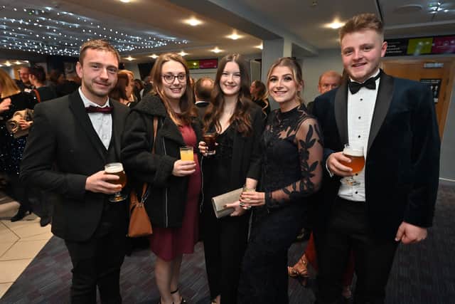 The Rural Awards at Shrewsbury Town FC.  Stuart Vickers, Sarah Maginess, Lorna Dale, Daisy Papirnyk, Jack Martin (Whitchurch Young Farmers)