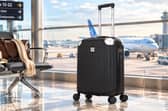 The ATX Luggage 21-inch hard-shell cabin suitcase has a 33-litre capacity, four dual spinner wheels and a built-in three-digit lock.
