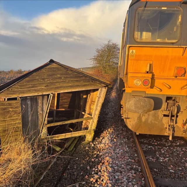 Shed at the side of UK train tracks